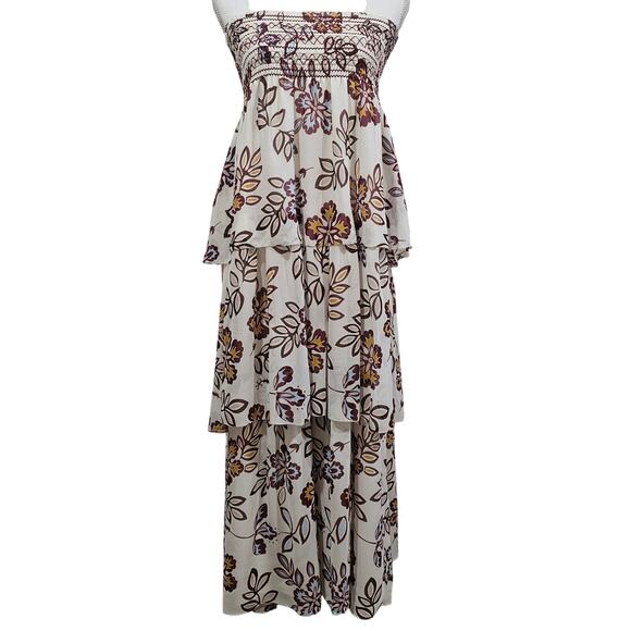 Tory Burch Dresses & Skirts - Tory Burch 100% Silk Floral Strapless Midi Dress Size S